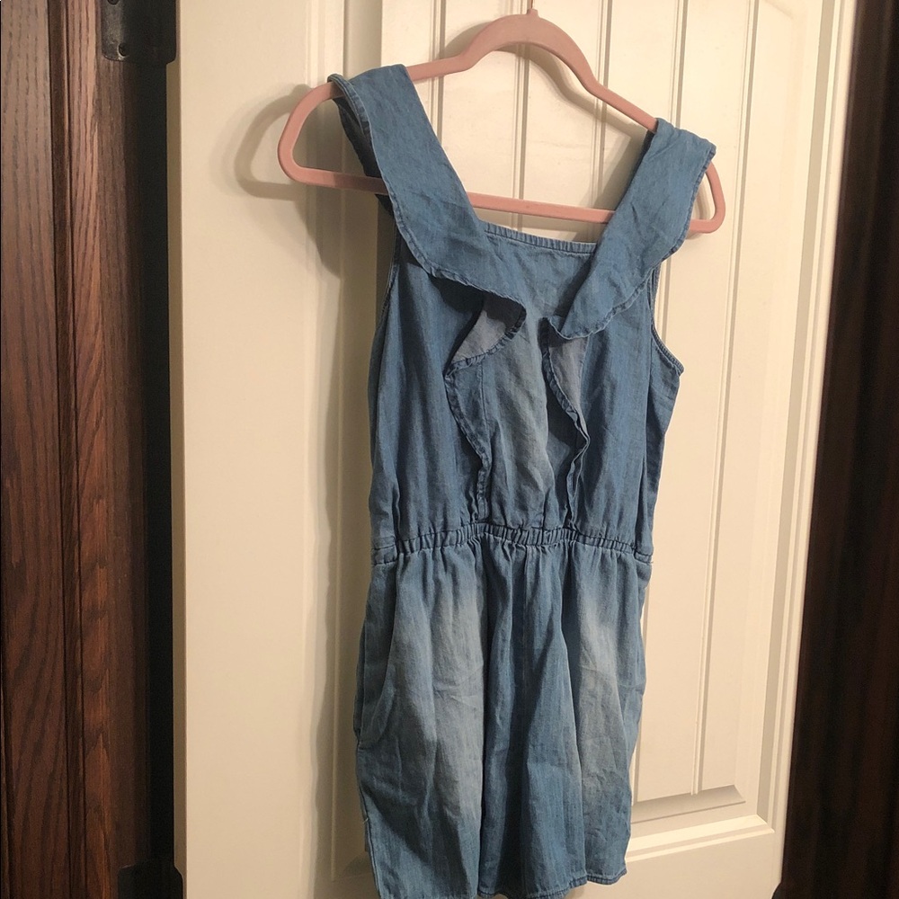 NOBO Light Blue Denim Romper with Ruffle Detail